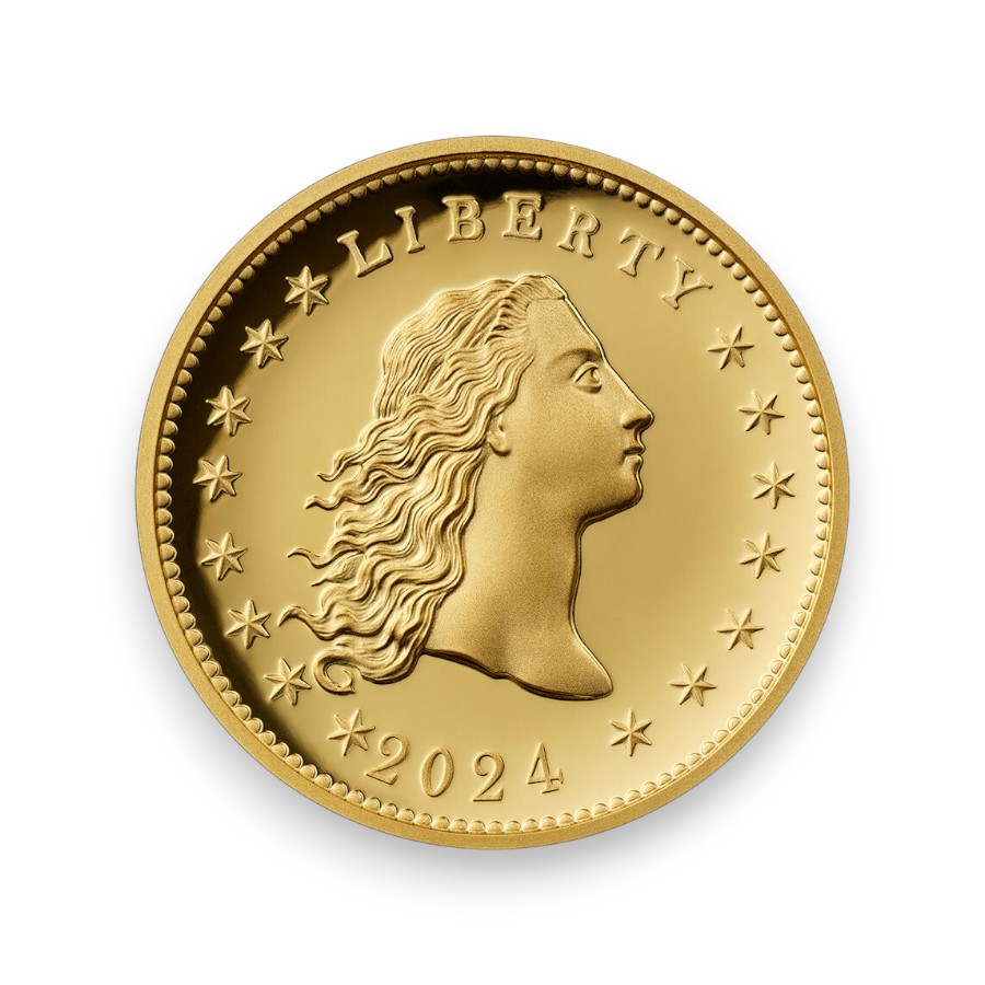 230th Anniversary Flowing Hair High Relief Gold Coin Buy (2024) 230th Anniversary Flowing Hair High Relief Gold Coin (24YG