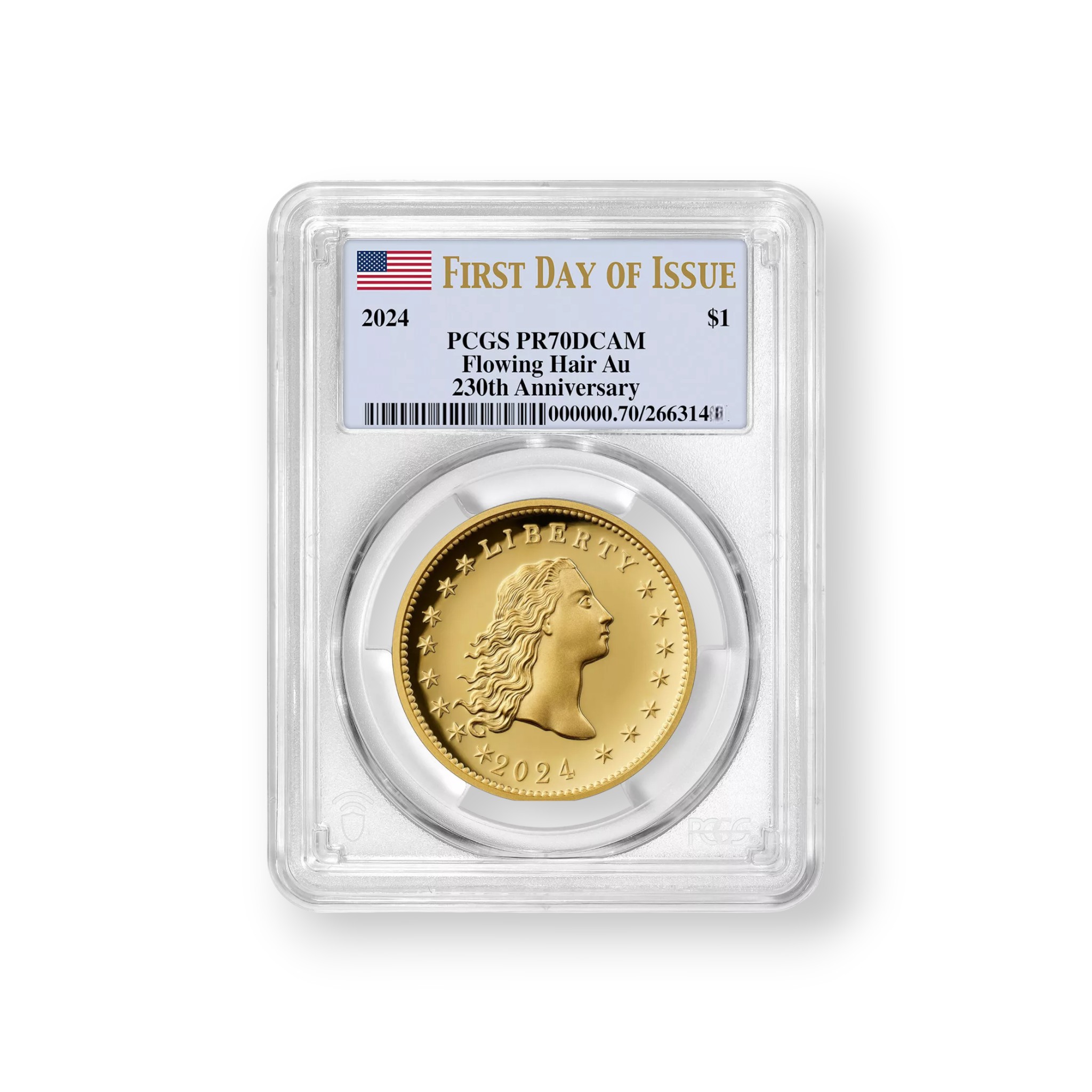 230th Anniversary Flowing Hair High Relief Gold Coin Buy (2024) 230th Anniversary Flowing Hair High Relief Gold Coin PCGS